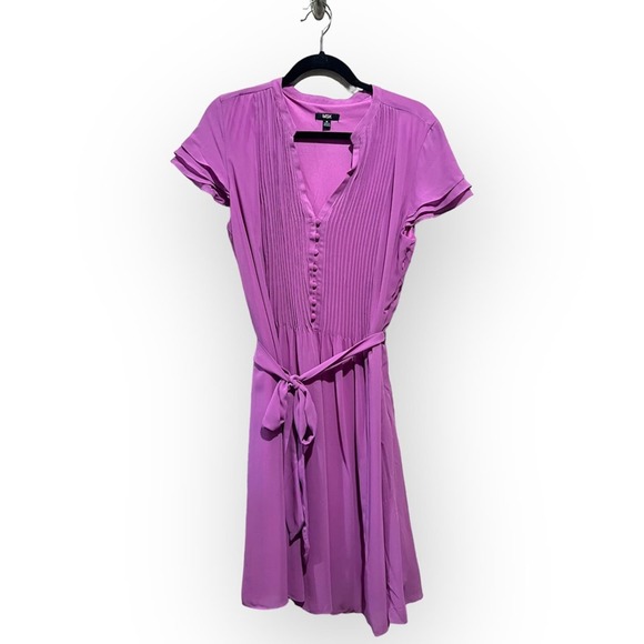 MSK Pintuck Chiffon Flutter Sleeve Midi Dress Purple Pink sz 16 - Picture 15 of 15